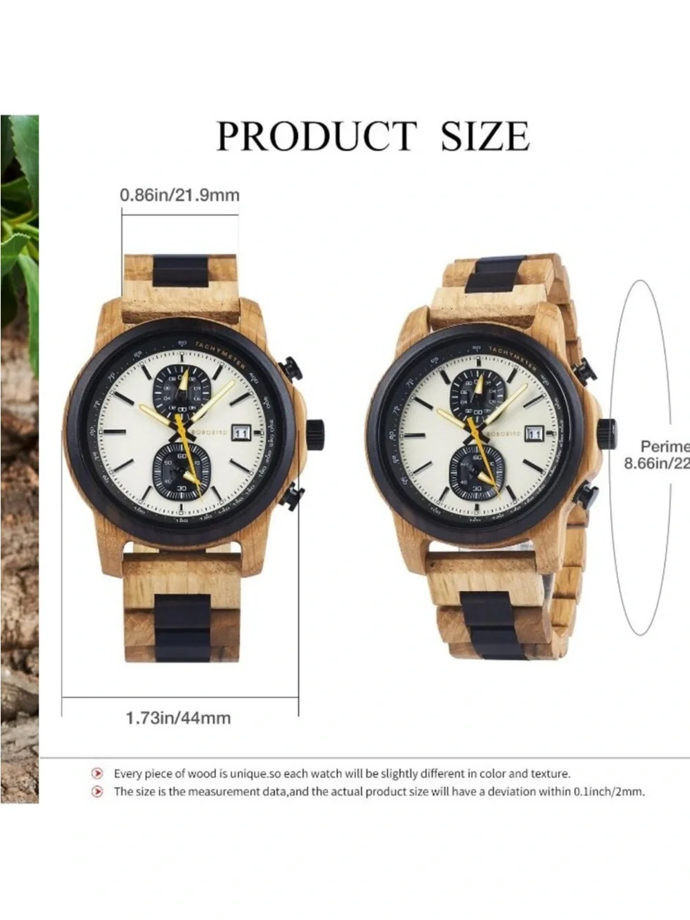 Men's Beige Analog Quartz Ultra-Light Luminous Chronograph Casual Wooden Watch